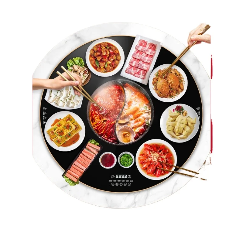 

With hot pot meal insulation board heating vegetable heating board household dining table turntable multi-function