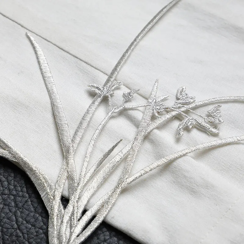 1ชิ้น20เซนติเมตร X 18เซนติเมตรแพทช์ปักกล้วยไม้รีดติดเสื้อผ้าสติกเกอร์แผ่นติดทนความร้อนบนเสื้อผ้า