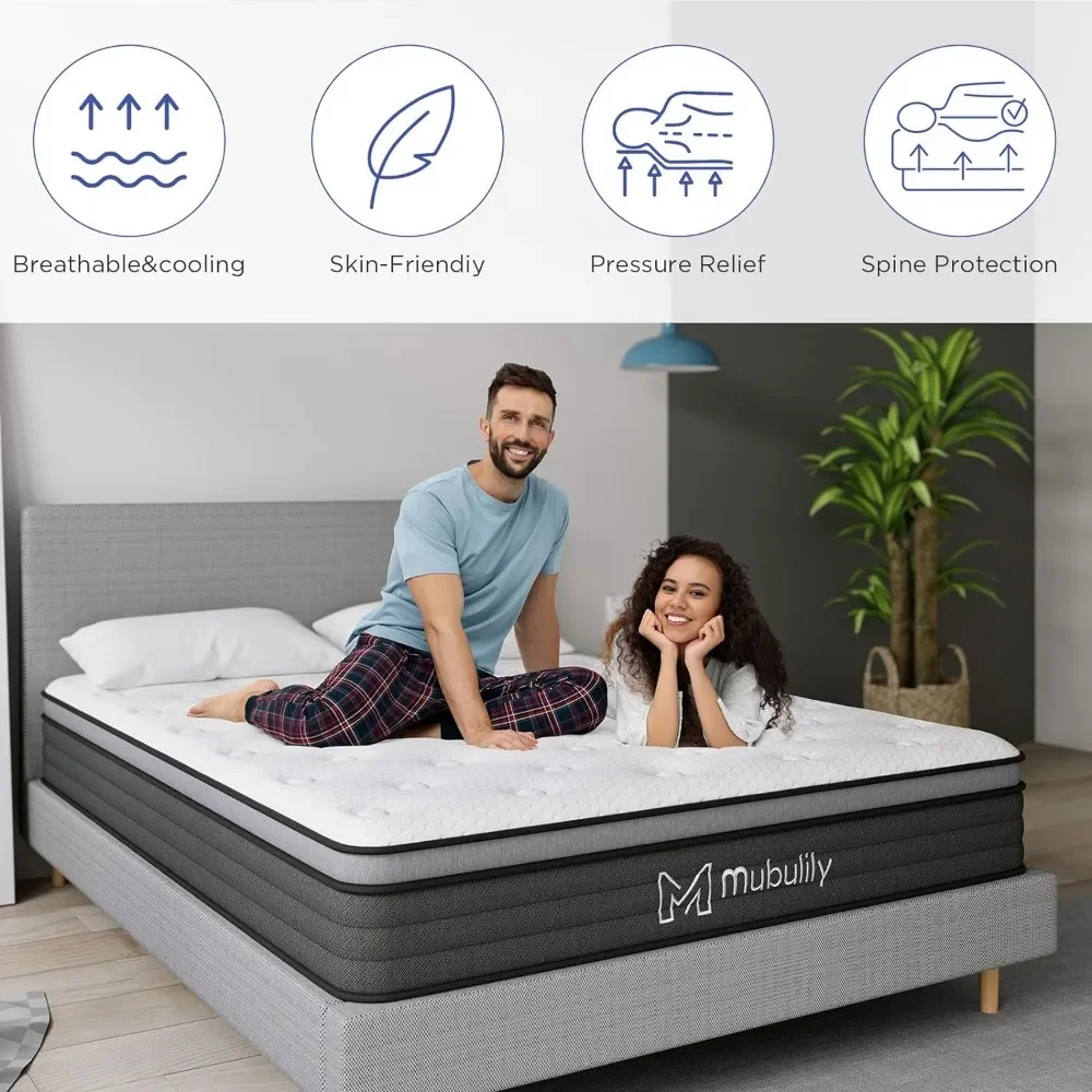 King Mattress,10 Inch Hybrid Mattress in A Box with Gel Memory Foam,Pocket Spring Mattress in A Box Medium Firm Feel.