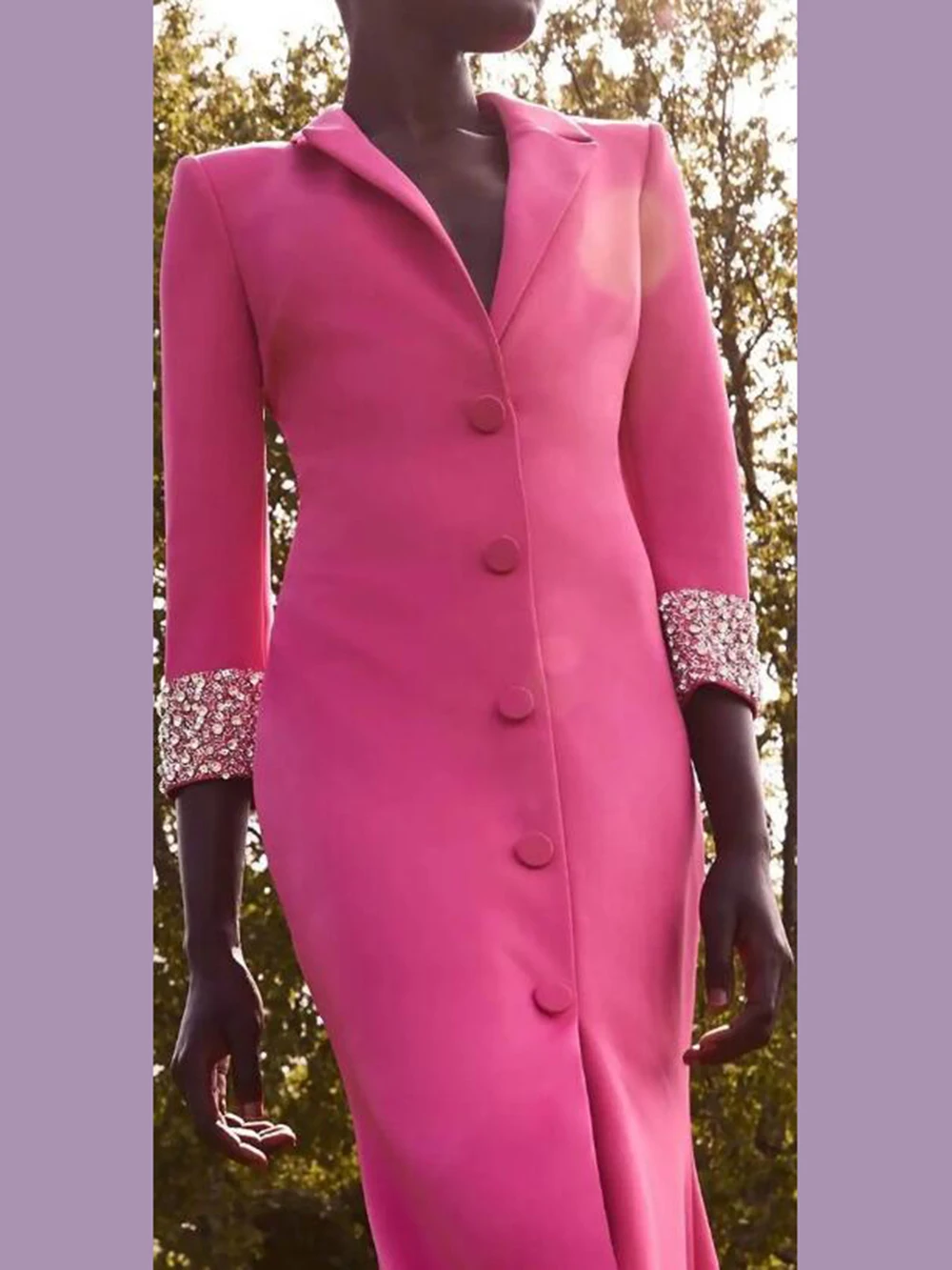 Elegant Pink Suit Jackets Women Single Breasted Long Coat Tailored Mother's Dress Tailored Business Lady Office Outwear Blazers