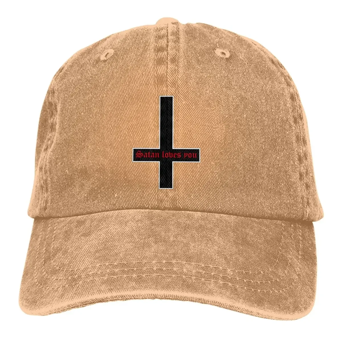 

Satan Loves You Baseball Cap Men Hats Women Visor Protection Snapback Cross Caps