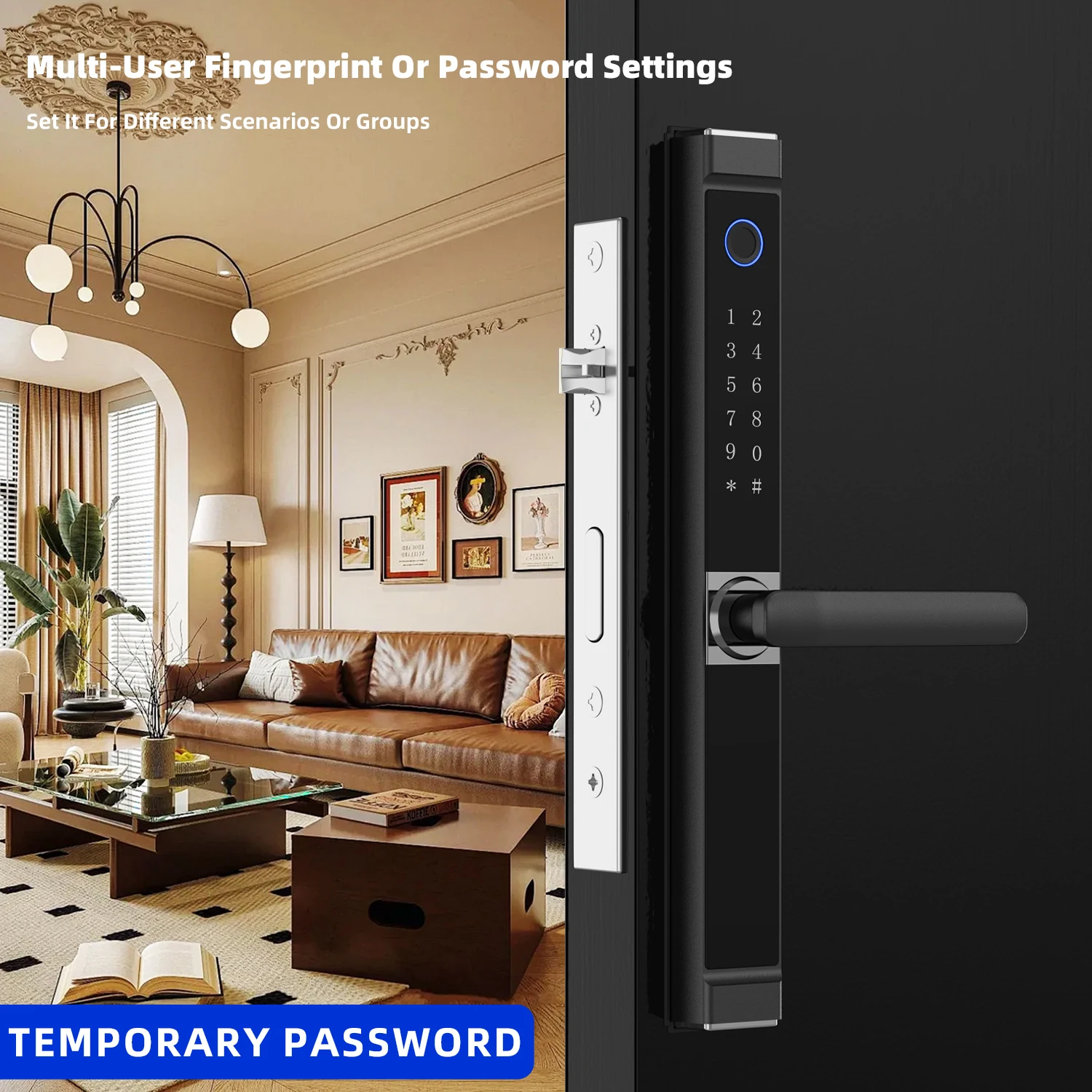 July003 Digital Lock with Double Side Fingerprint Security Biometric Fingerprint Smart Door Lock with Tuya Wifi TTlock App
