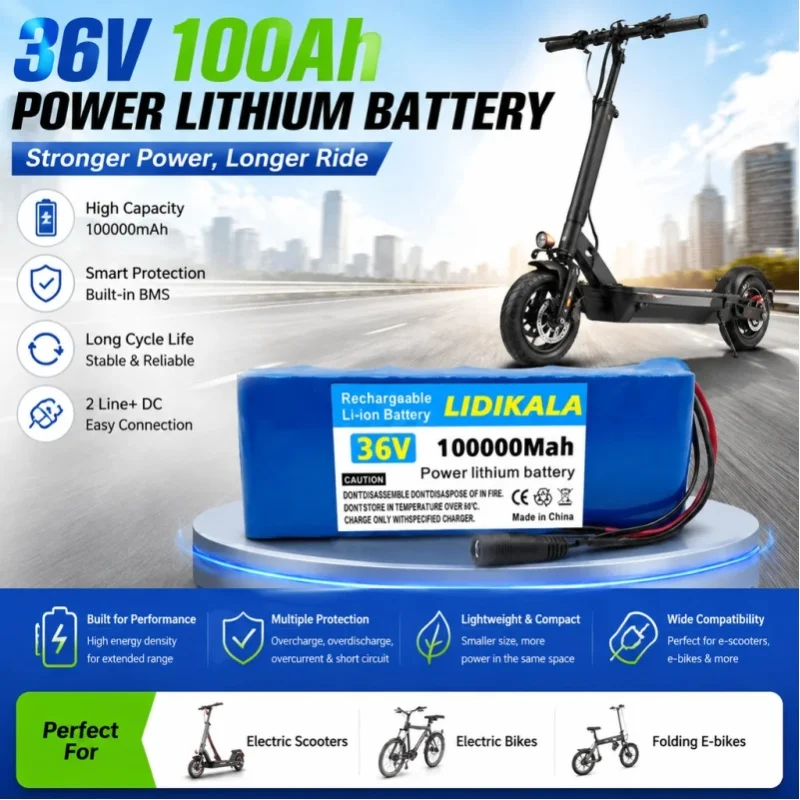 18650 36V 100000mAh 36V Elektroroller-Akku Lithium-Elektroroller 500W Elektroroller-Akku 36V 10s2p Akku