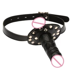 Gode en cuir avec boucle de verrouillage, gag plug, bouche, pénis, bondage, sexe Chev