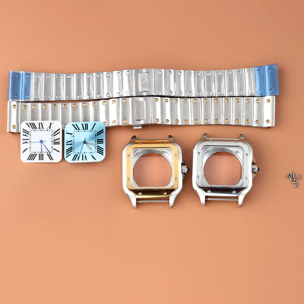 

For 38mm Santos Case 316L Stainless Steel With Dial and Hands Watch Repair and Modification Parts For NH35 NH36 NH38 Movement
