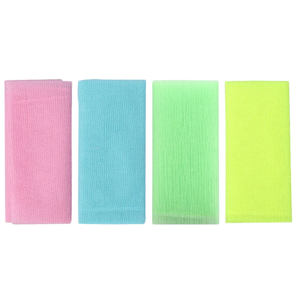 

4Pcs Nylon Exfoliating Towel Soft Bath Cloth Body Washcloth Long- Skin Easy to Fold and Store Nylon Bath Towels