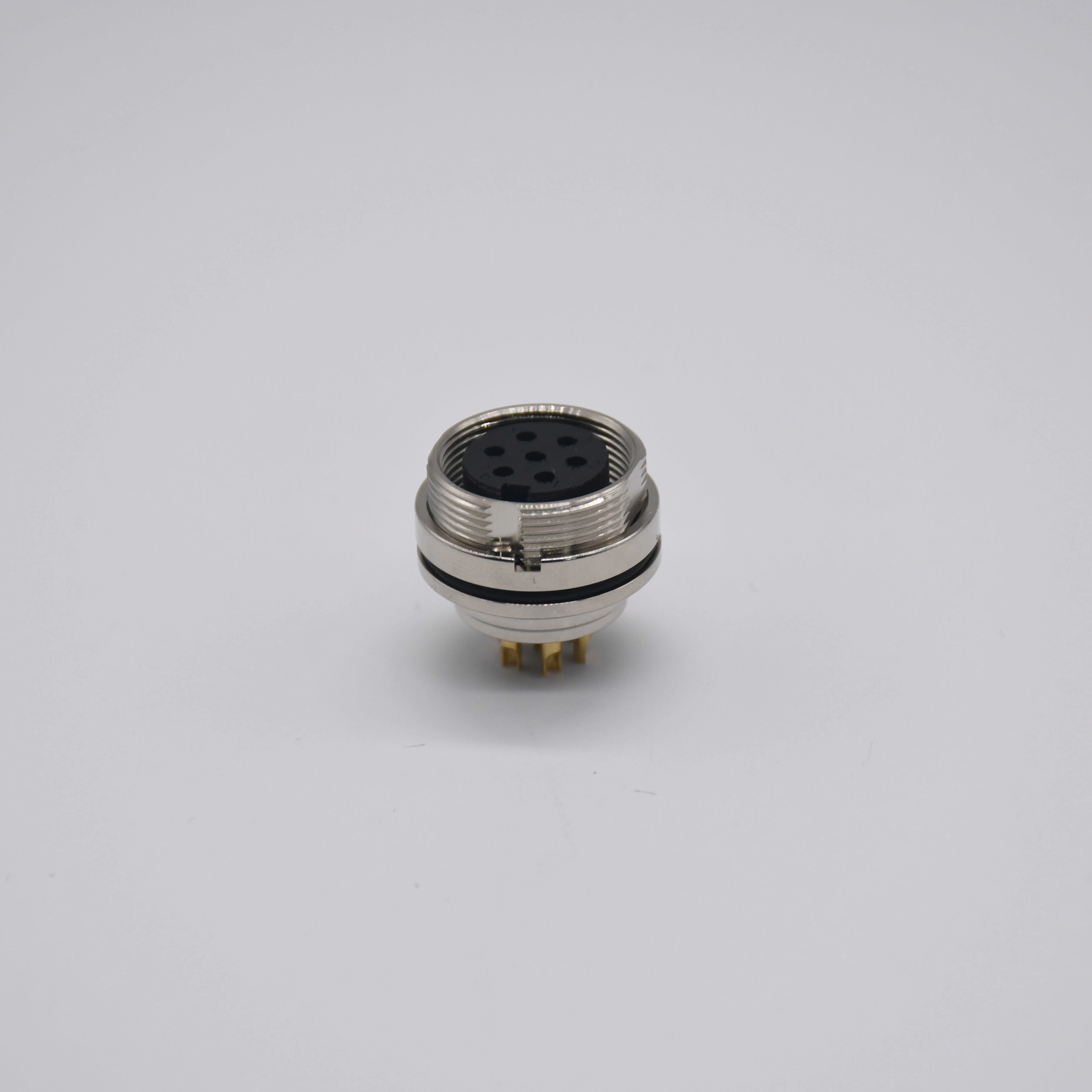 M16 Solar Connector 7 Position A-Coded Female Solder Cup Aluminum Shell Receptacle Back Side Nut