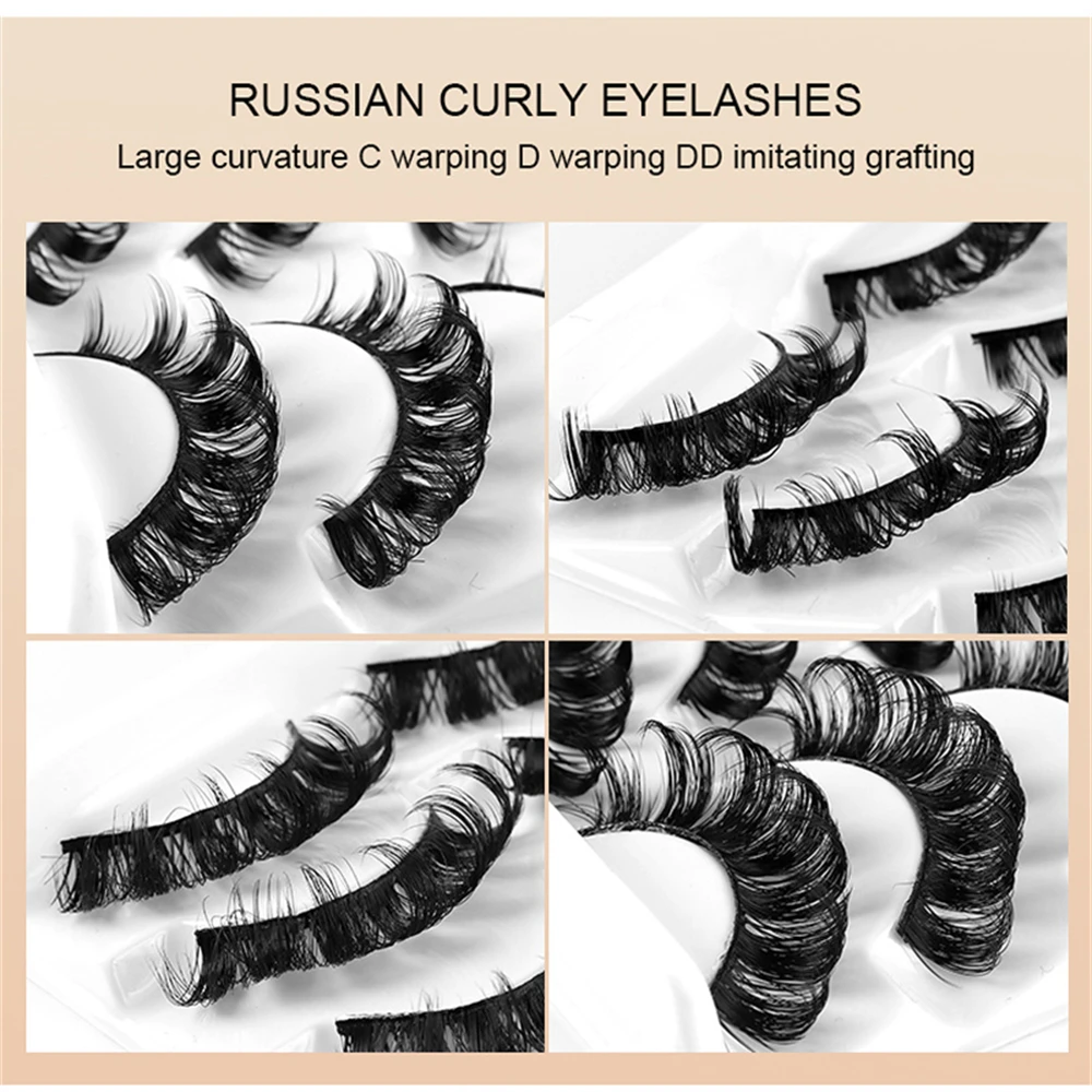 4 pairs/Tray Russian curl multi-layer structure simulation self-adhesive glue-free Full strip eyelashes with customizable