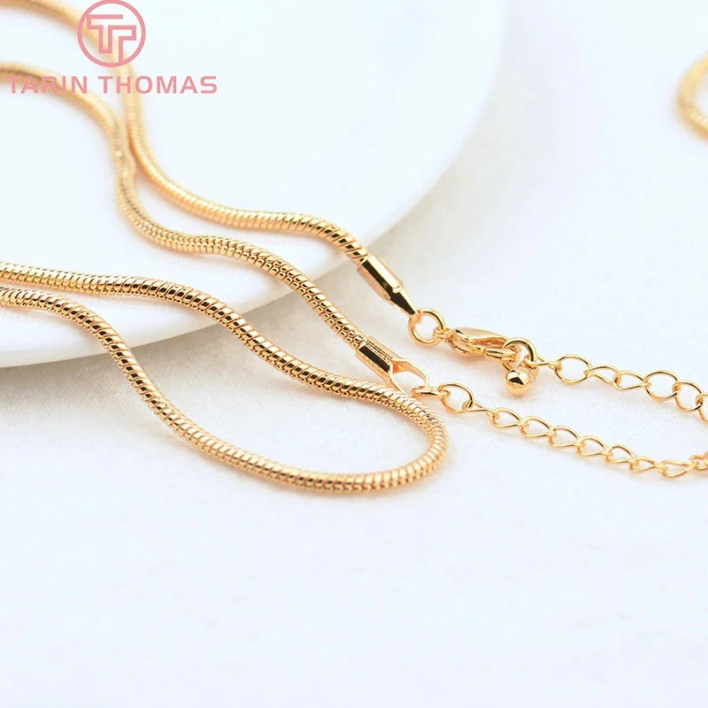 

(3822)2PCS Length 40CM 24K Gold Color Brass Finished Snake Bone Necklace Chain Quality DIY Jewelry Making Findings Accessories