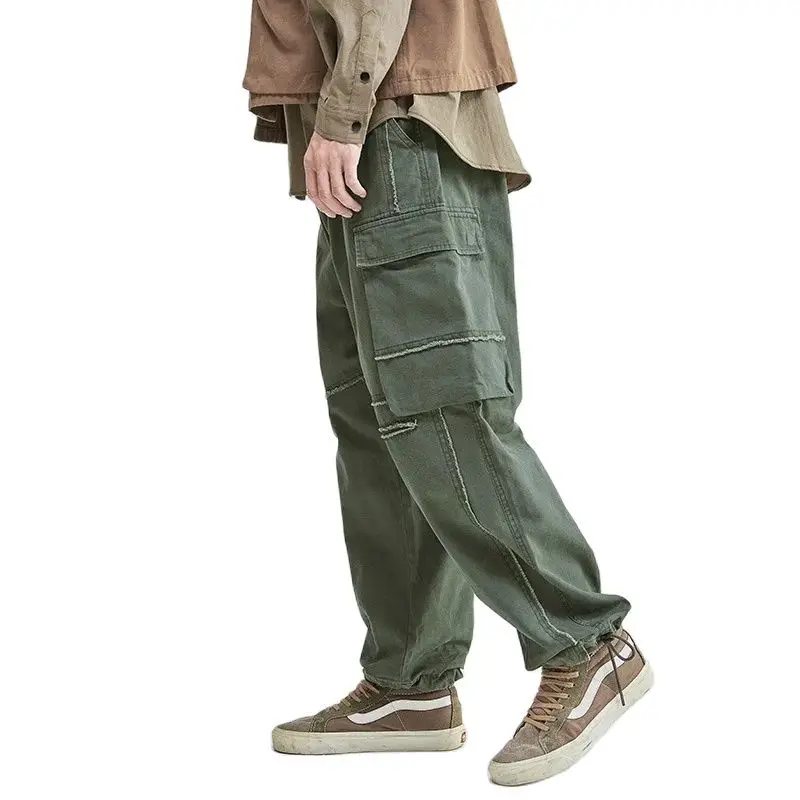 Fashion Men Cargo Pants Casual Loose Baggy Tide Trousers Autumn Multiple Pockets Straight Wear-resistant Bottoms Plus size XXL