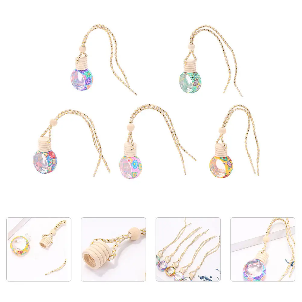

5Pcs Car Hanging Perfume Bottle Pendant Air Freshener Decor for Vehicle Interior Aromatherapy Diffuser Natural Scent Relief
