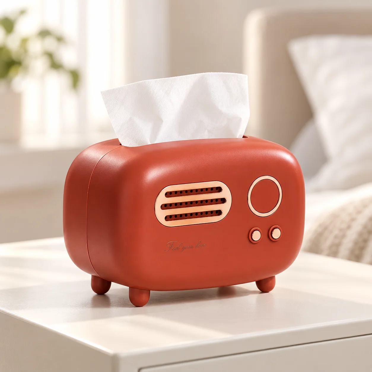 Retro Radio Tissue Box Cover Vintage Napkin Holder Desktop Tissue Dispenser for Living Room Bedroom Office Home Decor