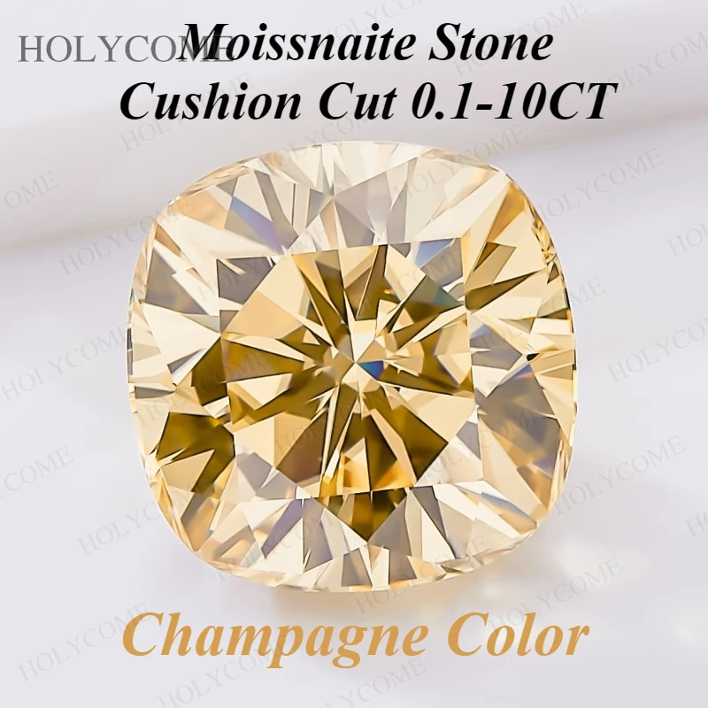 

0.1-10CT Moissanite Cushion Cut With GRA Champagne VVS1 Loose Stone Beads Full Size Factory Wholesale For Women Jewelry Making