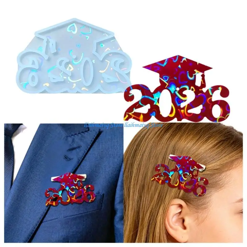 573B Customizable Resin Art Mould For 2026 Graduation Themed Brooches And Barrettes