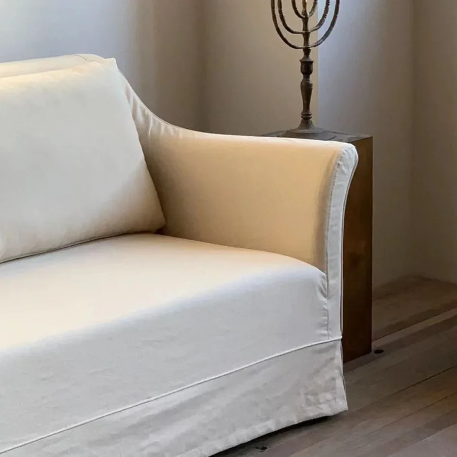 Tissu de chanvre délavé rétro pour trois personnes, style japonais, design blanc, meubles entièrement détachés et lavés