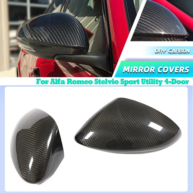

Prepreg Dry Carbon Car Rear View Mirror Covers for Alfa Romeo Stelvio Sport Utility 4D 2017 2018 Add on Side Mirror Caps Shell