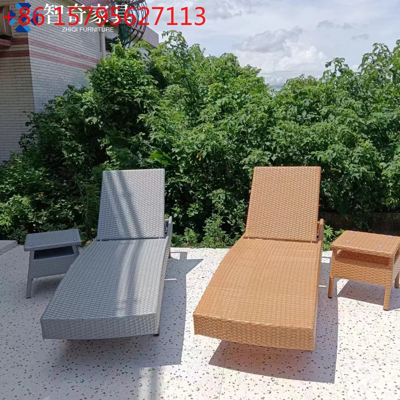 

Custom outdoor loungers villa courtyard swimming pool beach chairs open-air terrace balcony leisure rattan bed