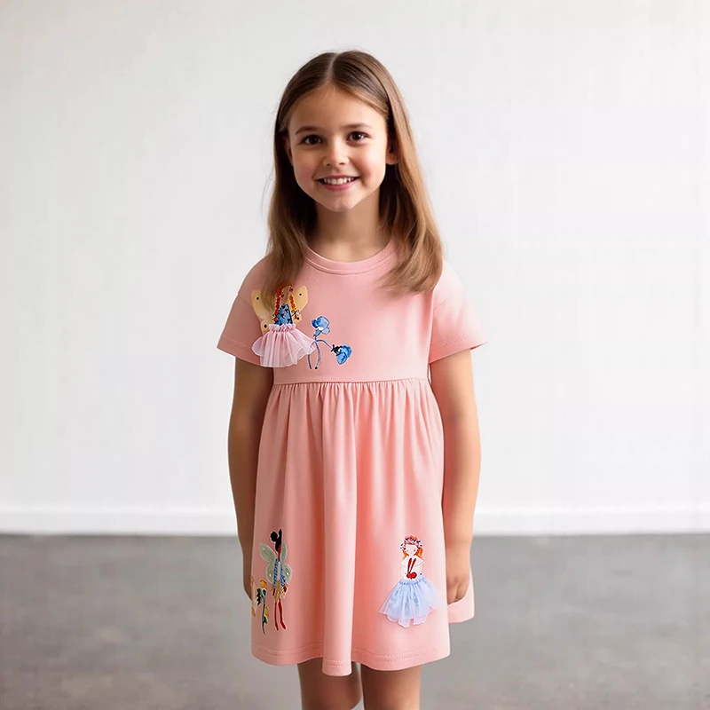 Vestido Little Maven para Bebés Niñas, Verano 2026, Ropa Infantil con Dibujos Animados de Ángeles, Vestidos Casuales de Princesa