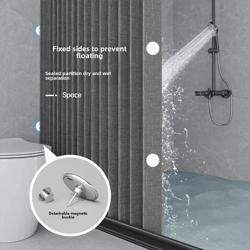 High-end Bathroom Folding Shower Curtain Without Punching Invisible Tarp Toilet Partition Bath Shower Dry and Wet Separation