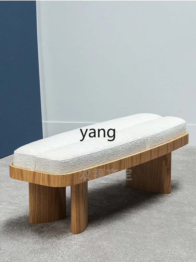 LH solid wood soft bag bench household sofa simple modern bedroom high-end bedside stool