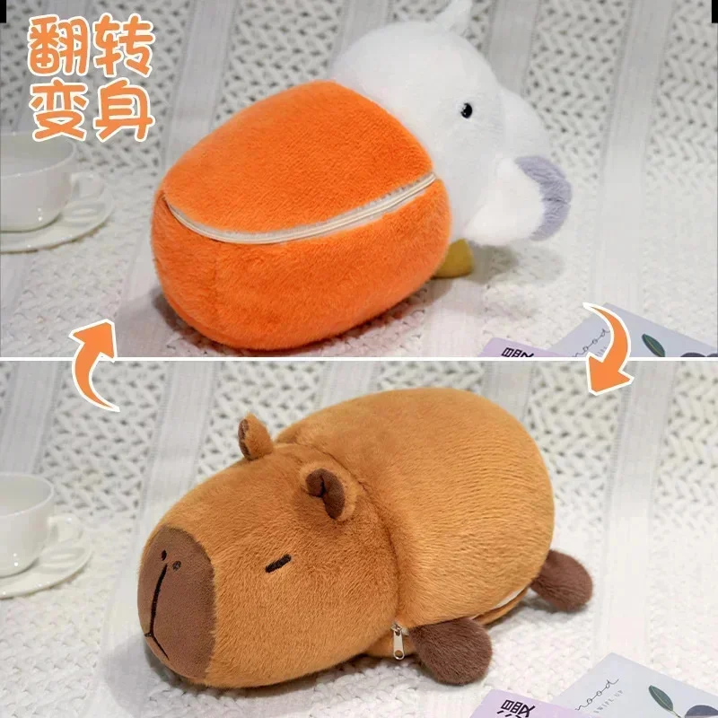 

Capybara Pelicans Double Sided Flip Transformation Plush Doll Cute Soft Cartoon Pillow Room Decoration Children Birthday Gift