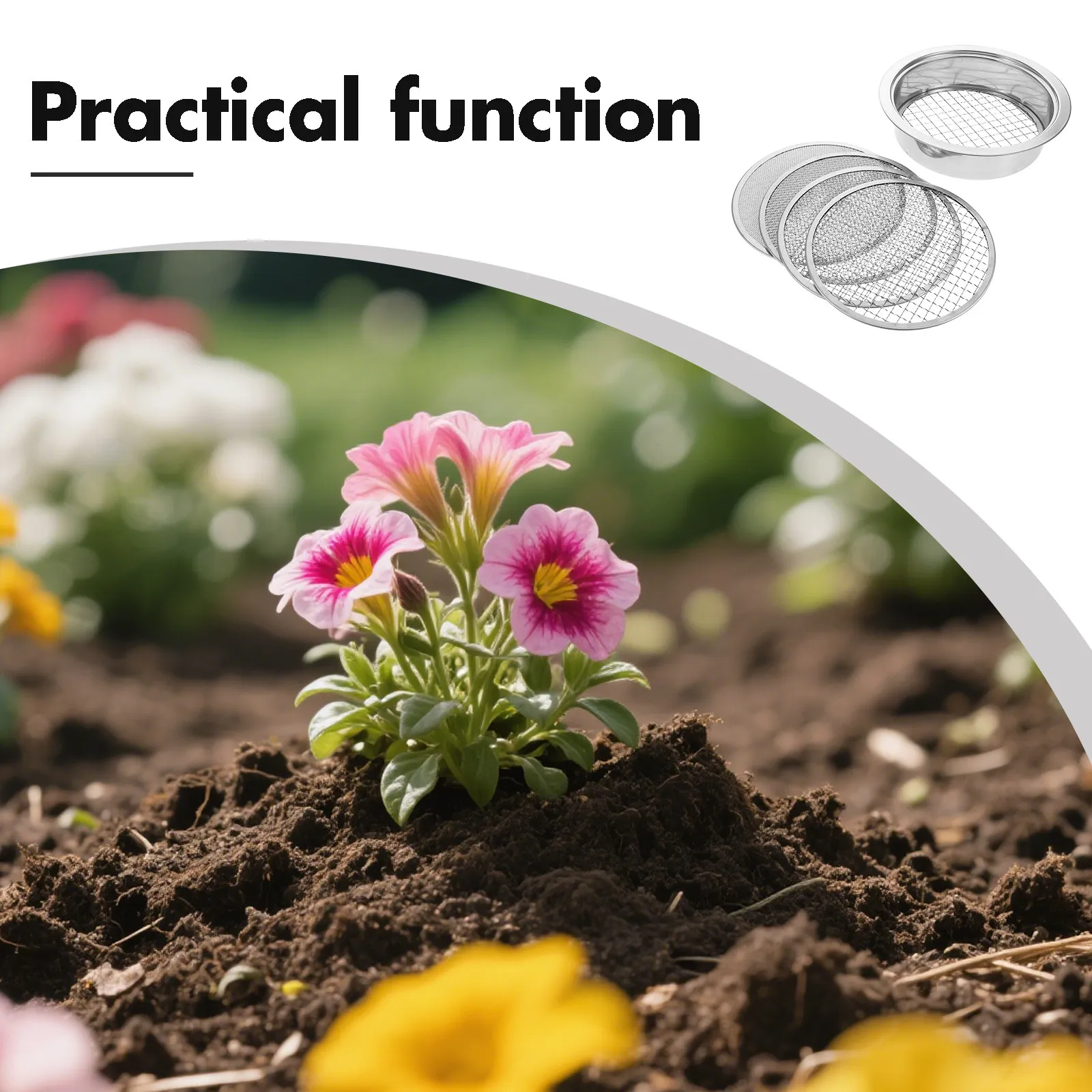 1Set Stainless Steel Garden Soil Sieve Fine Mesh Sifting Pan for Bonsai Compost Sand Rocks Gardening Soil Strainer Tool