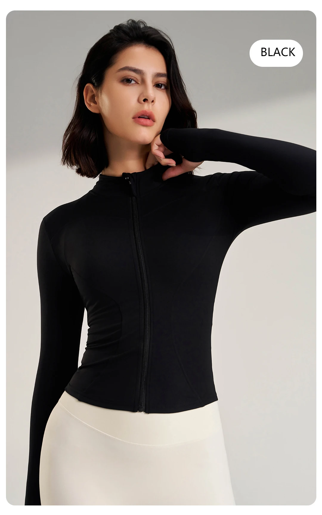 Damen Herbst Winter Sport jacke Fitness studio Langarm Yoga Jacke voller Reiß verschluss Fleece jacke Outdoor warm gepolsterte Sportswear – Detail 6