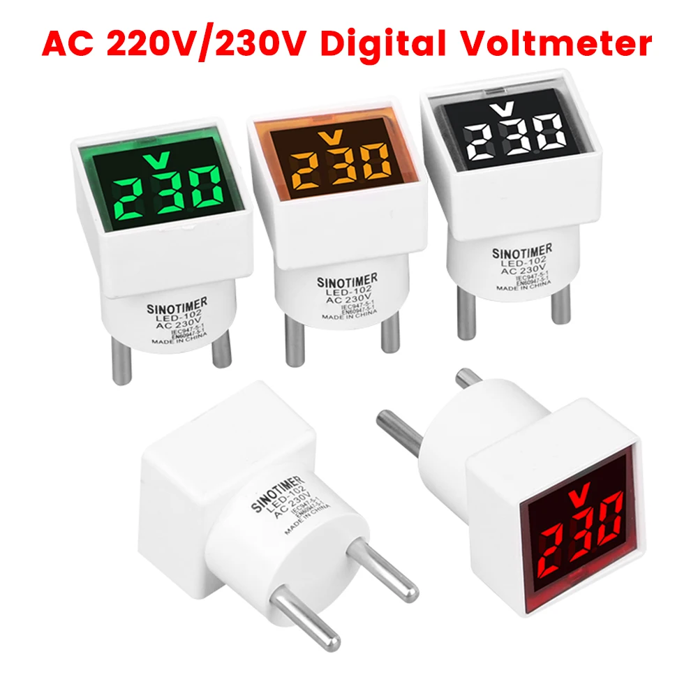 AC 220V/230V LED Voltmeter EU Plug Socket Square Volt Tester Detector Monitor 50-500V Digital Voltage Meter Indicator