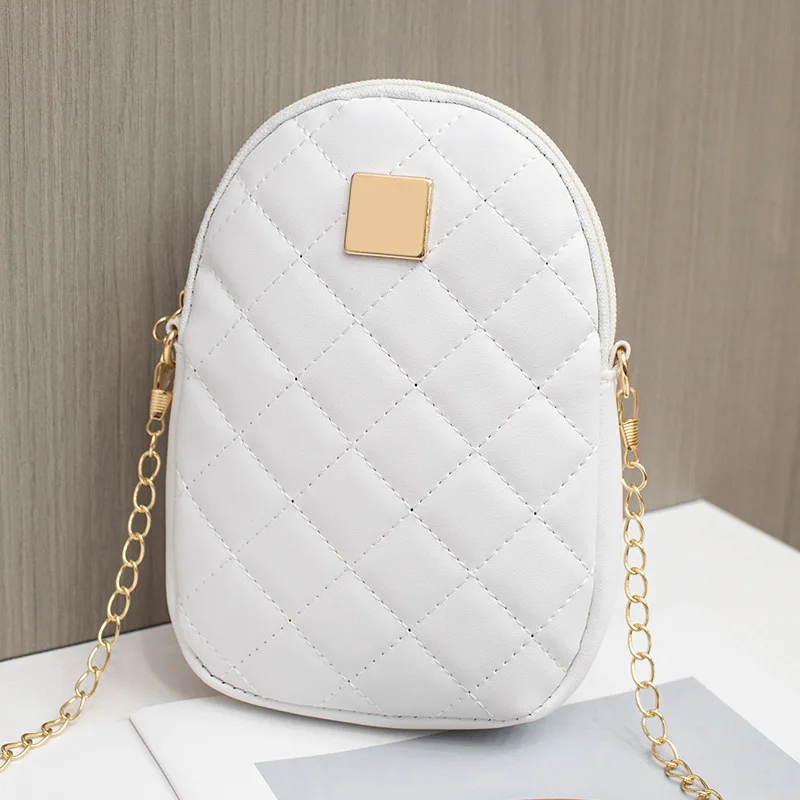 Sequin decorative oblique span shell bag 2024 new diamond embroidered solid color chain vertical shoulder mobile phone bag