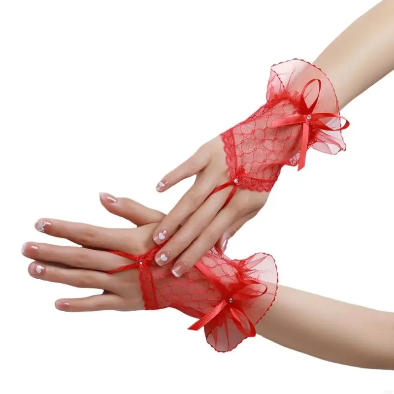 Elegante zarte Spitzenmanschetten mit Bowknot -Design für Frauen perfekt für Partys und Cosplay -Event Y166