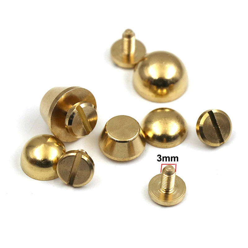 10Pcs Solid Brass Bag Feet Bucket Shape Base Studs Screwback Rivets Leather Craft Bag Wallet Handbag Decor Studs