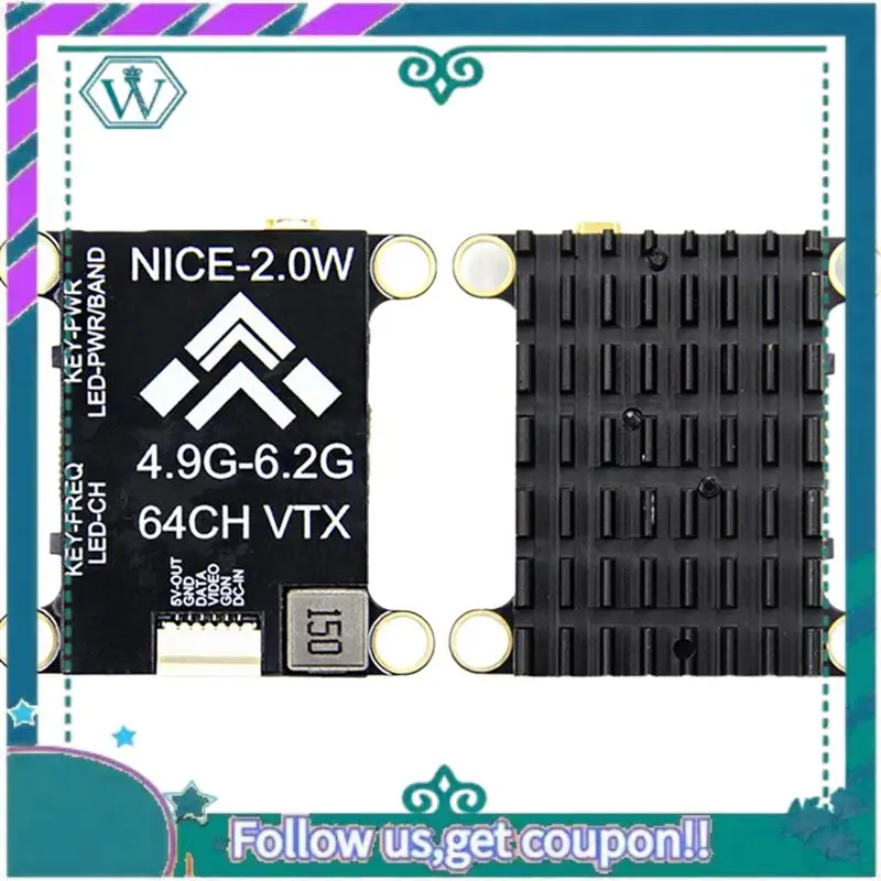 Upgraded 5.8G 2W VTX With SMA Inner Needle Antenna 2000Mw 64CH FPV Video Transmitter PAL/NTSC Support OSD For FPV RC Drone