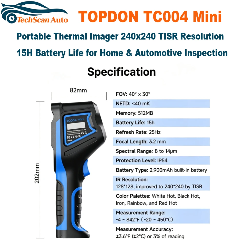 TOPDON TC004 Mini Infrared Thermal Imager sensor 240 x 240 TISR Resolution Floor Heating Detector Temperature thermal imager