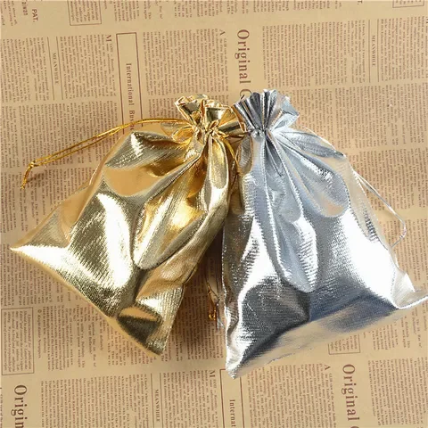 

Lot 50 Jewelry Silver Gold Foil Cloth Drawstring Velvet Bag 7x9cm 9x12cm 10x15cm Wedding Gift Bags & Pouches