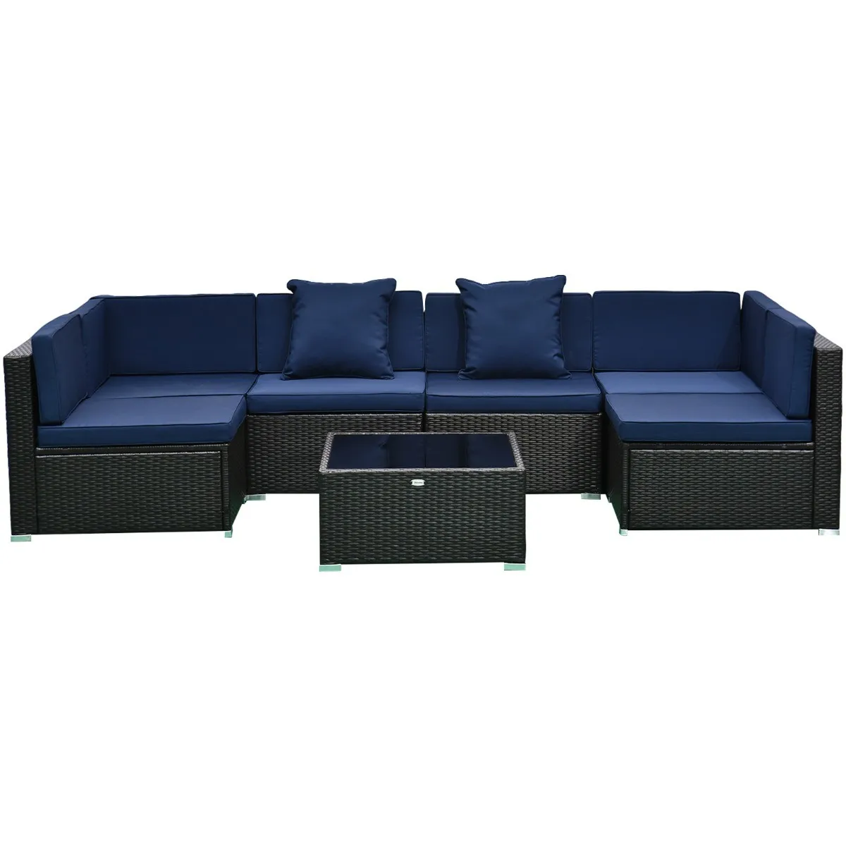 

7 Piece Rattan Wicker Sectional Patio Set Garden Outdoor Lawn Patio Furniture