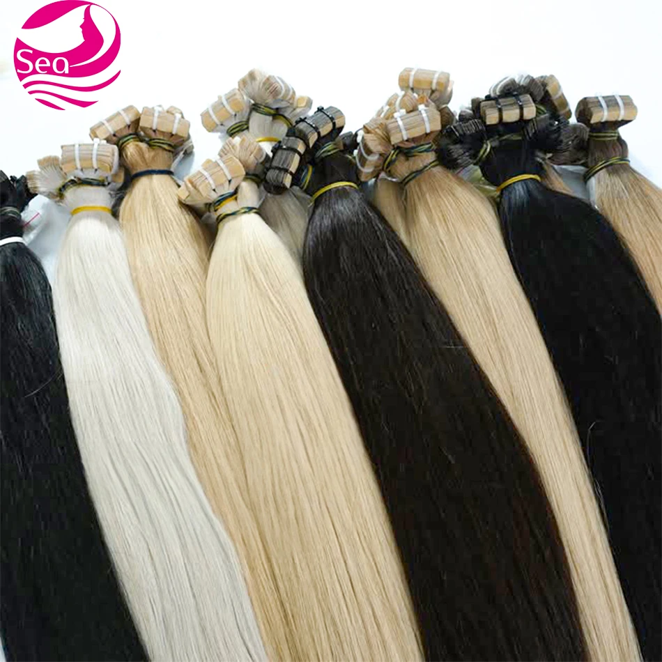 テープ式ヘアエクステンション 100%人毛レミーヘア 18インチ 50g シームレススキンウェフト シルキーストレート ナチュラルヘアエクステンション 女性用