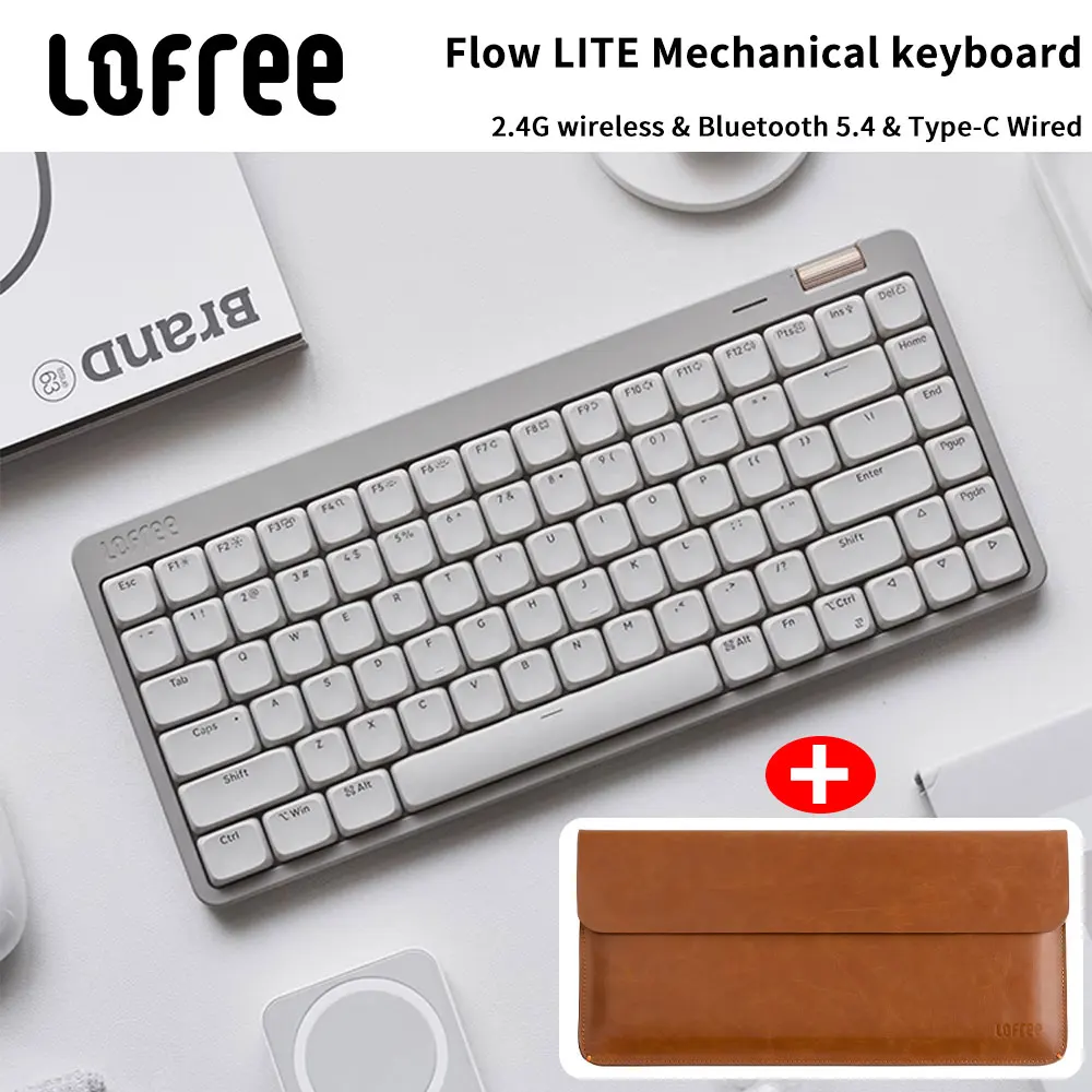 Lofree Flow Lite 무선 기계식 키보드&PU 가방 라이터&Silenter POM 스위치 2.4G 블루투스&유선 오피스 타이핑 가스켓 84키 Lofree Flow Lite 무선 기계식 키보드&PU 가방 라이터&Silenter POM 스위치 2.4G 블루투스&유선 오피스 타이핑 가스켓 84키
