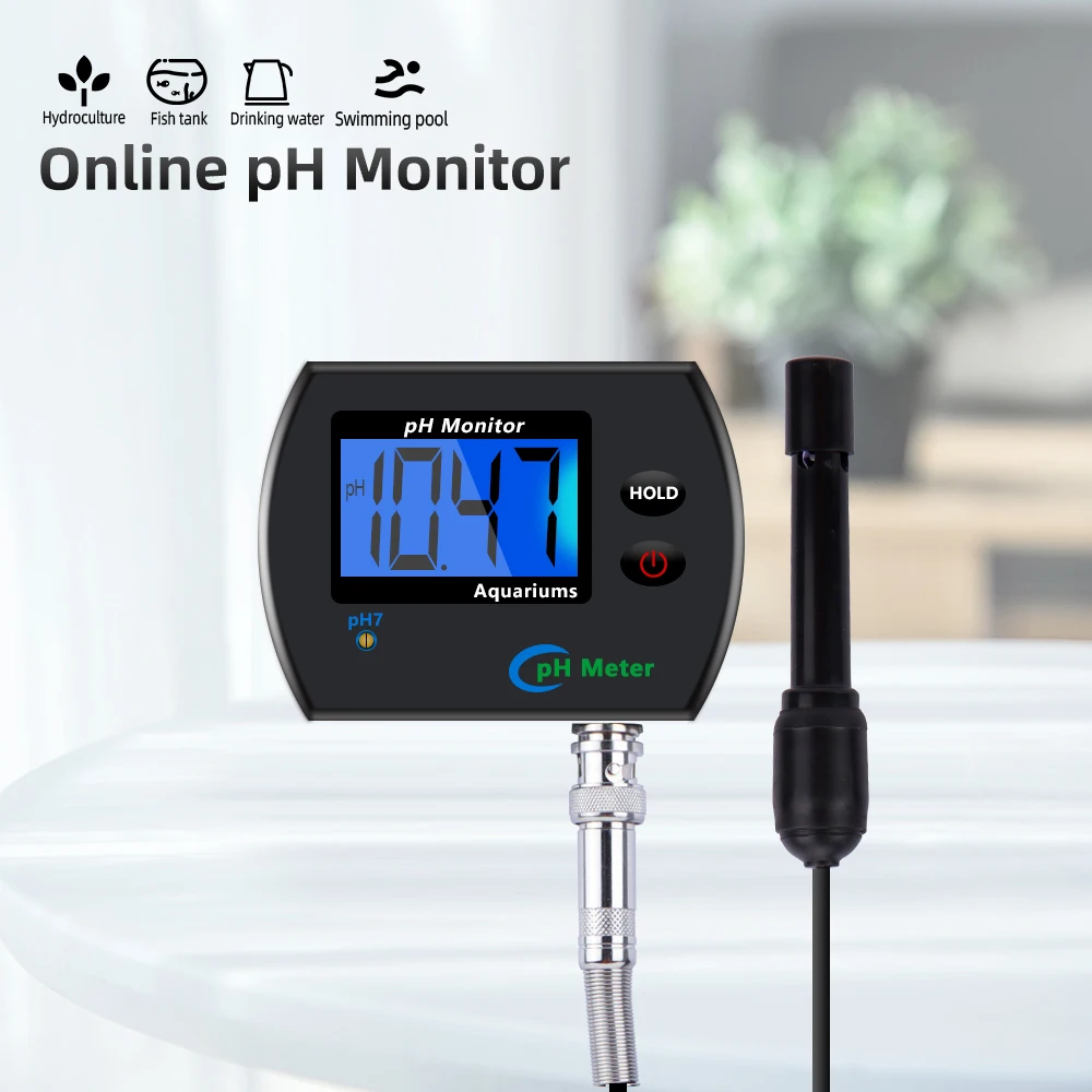 PH Meter Water Quality Monitor Online for Aquarium Multi-parameter Water Quality Monitor Online pH monitor Acidometer US/EU plug