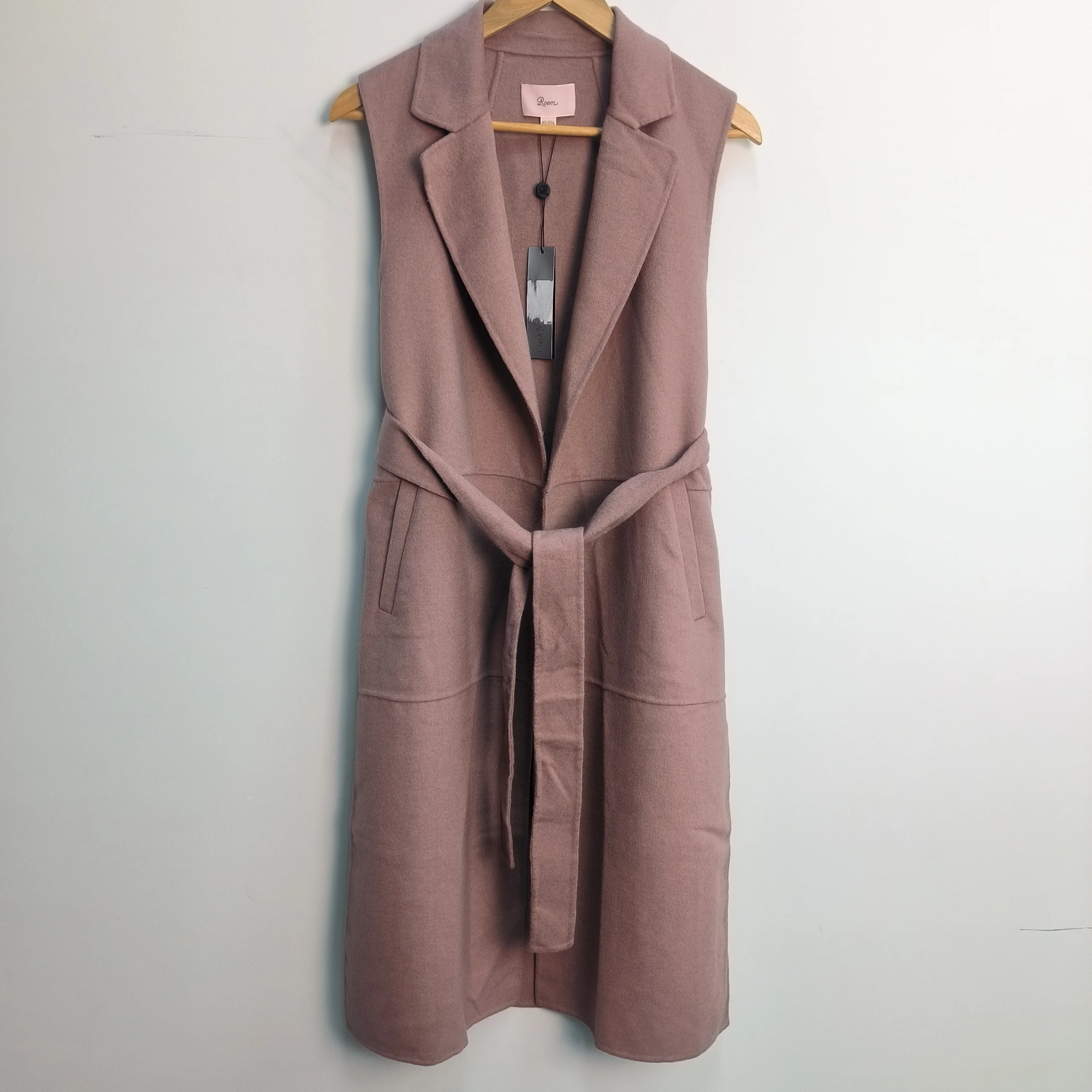 

Autumn Winter Woolen Vest Long Coat without Sves V Ne Single Button Closure Commute Sle Women's Faion Outerwear