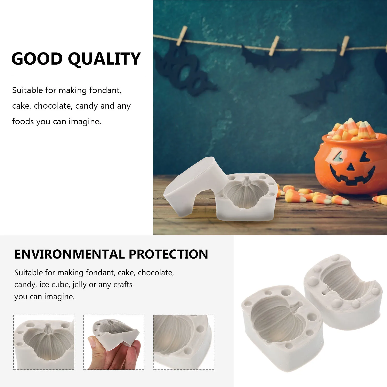 

1 pc Halloween Pumpkin Shape Silicone Baking Mold Non-Stick Creative Cake Chocolate Candy Making Diy Design For Party