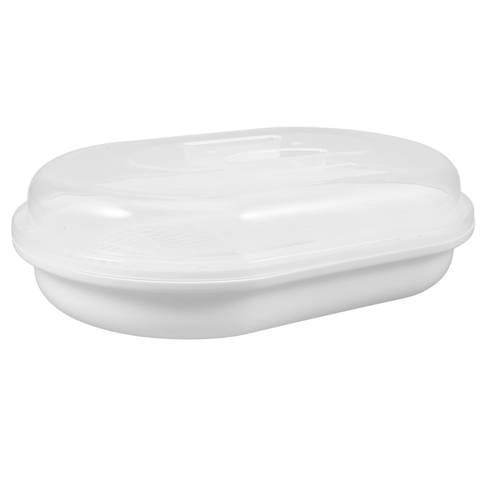 

Microwavable Steamer Steamed Fish Tray Dedicated White Plastic Vegetable Safe Material Easy Clean Storage Reusable