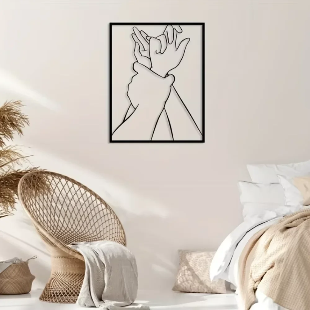 Romantic Couple Hand Shape Aluminum Wall Art 12x16 Inch Waterproof Durable Decor for Living Room Bedroom Bathroom