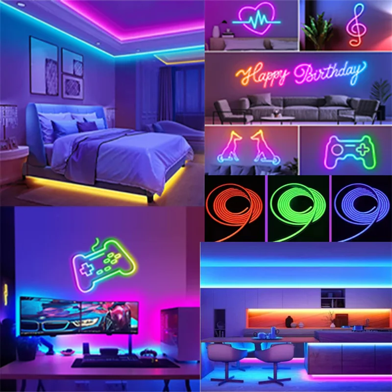 DC5V USB RGB Neon LED Strip Waterproof Flexible Ribbon Tape Neon Lights App Remote Control For Home Room Outdoor Decor Lighting