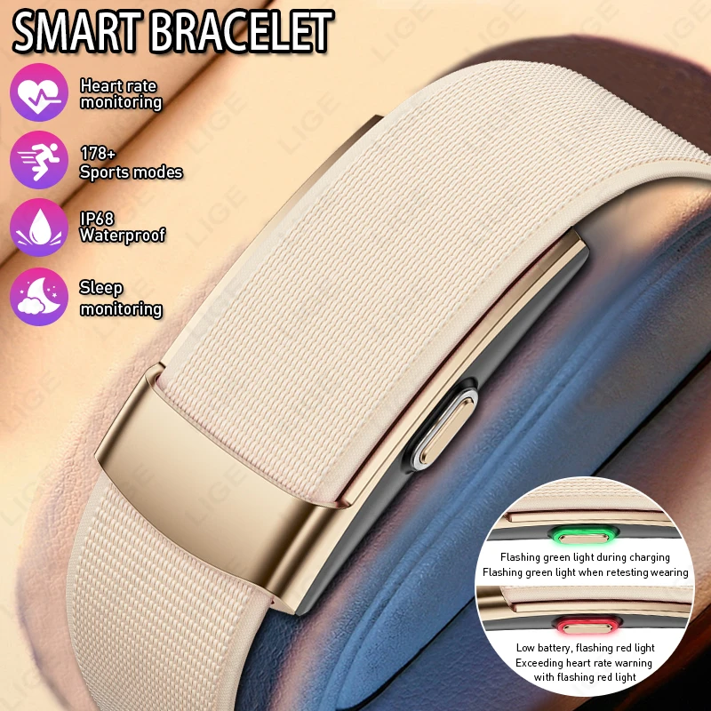 

LIGE 2026 New No Screen Smart Bracelet Men Women Real-time Health Emotion Monitoring Smart Watch Sports Fitness Waterproof Band