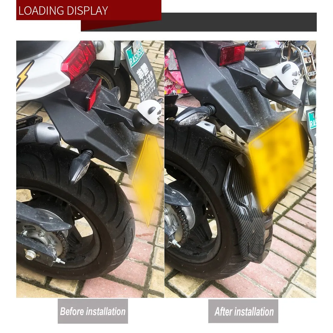 Motorcycle Rear Fender Wheel Mudguard Mud Flap Carbon Fiber Splash Guard Cover for Tires Below 14 inch , MF061-B image 4
