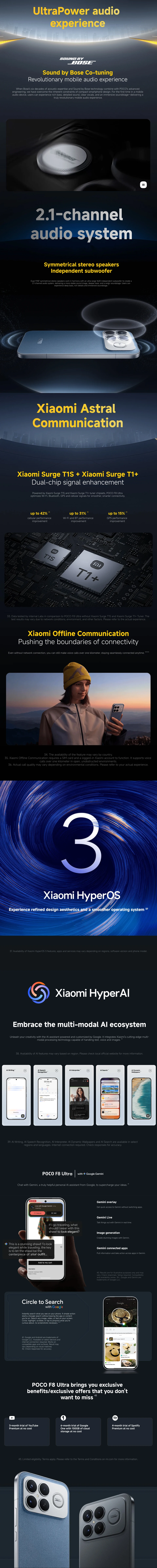 Poco F8 Ultra 5g Smartphone Snapdragon ® 8 Elite Gen 5 6.9"120Hz Poco Hyper Rgb Amoled Display 6500Mah 100W Wired 50Mp Ip68 Nfc