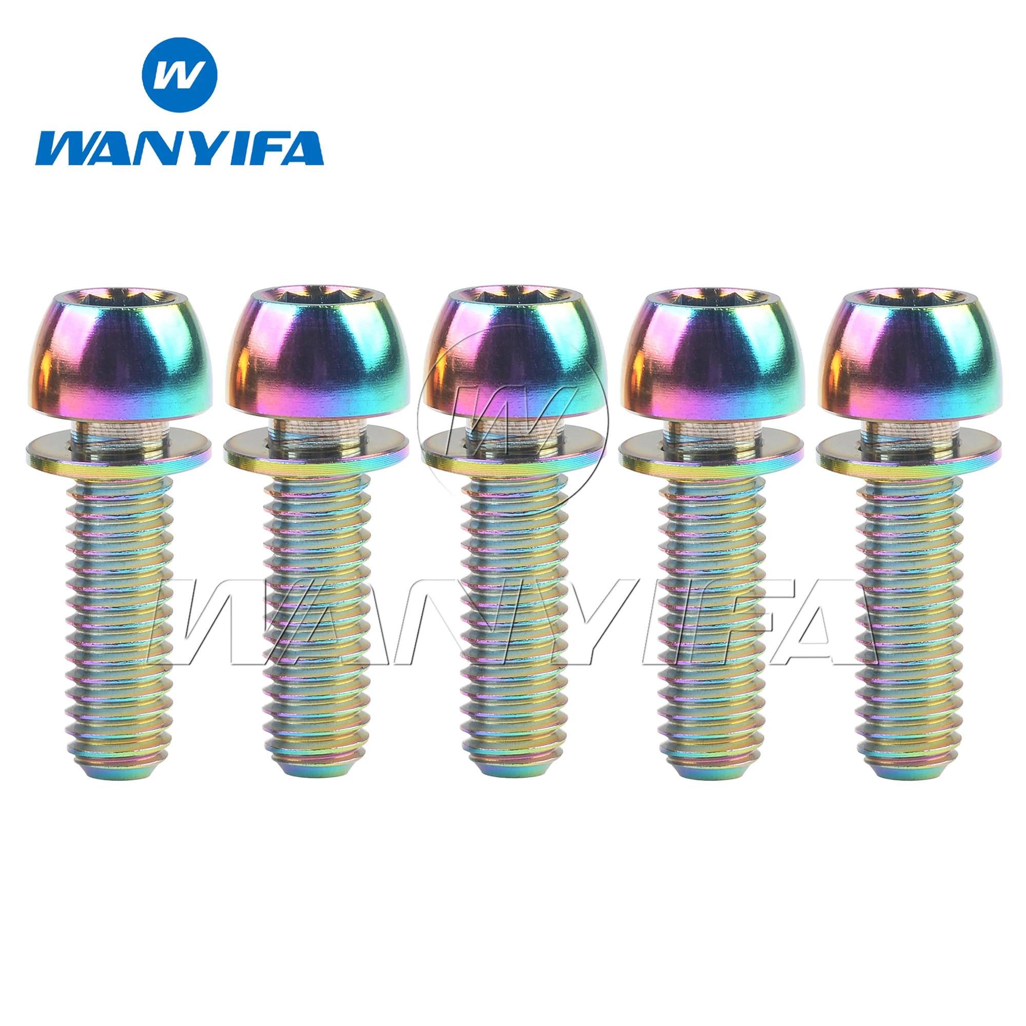 Wanyifa Titanium M6x18mm M6x20mm Ball Tapered Screw with Washer 4/5/12pcs Bolts for Bicycle Brake