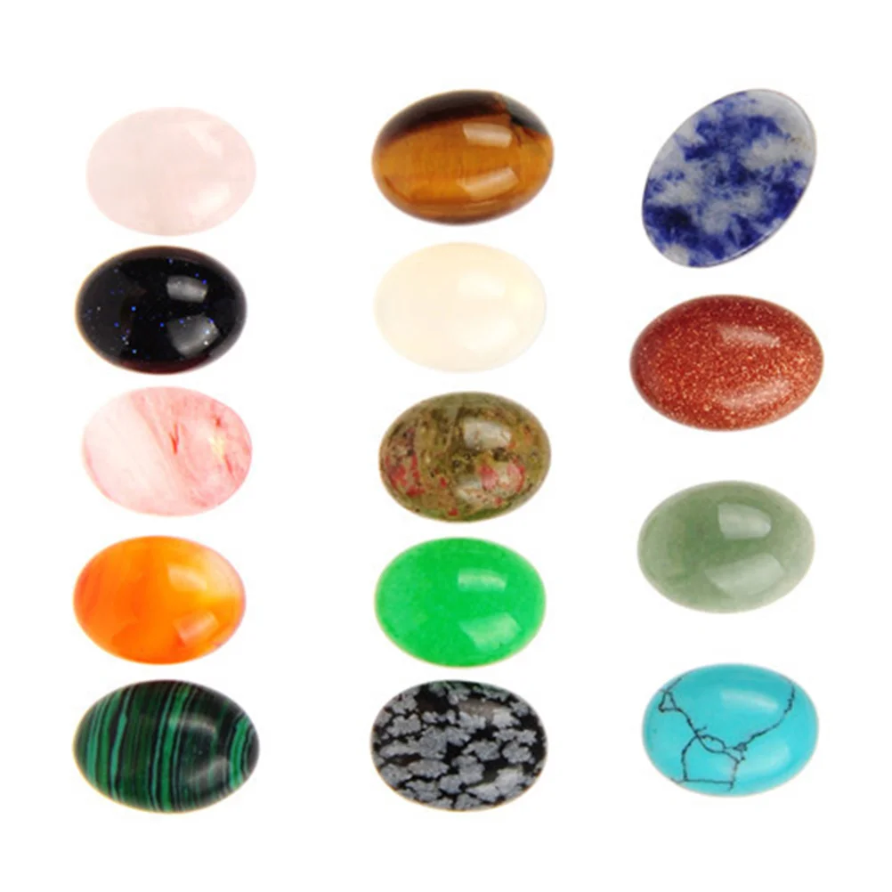 

10pc Natural Stone Jewelry Making Supplies Polished Oval Cabochons Smooth Flat Back For Diy Necklace Bracelet Earring Crafts