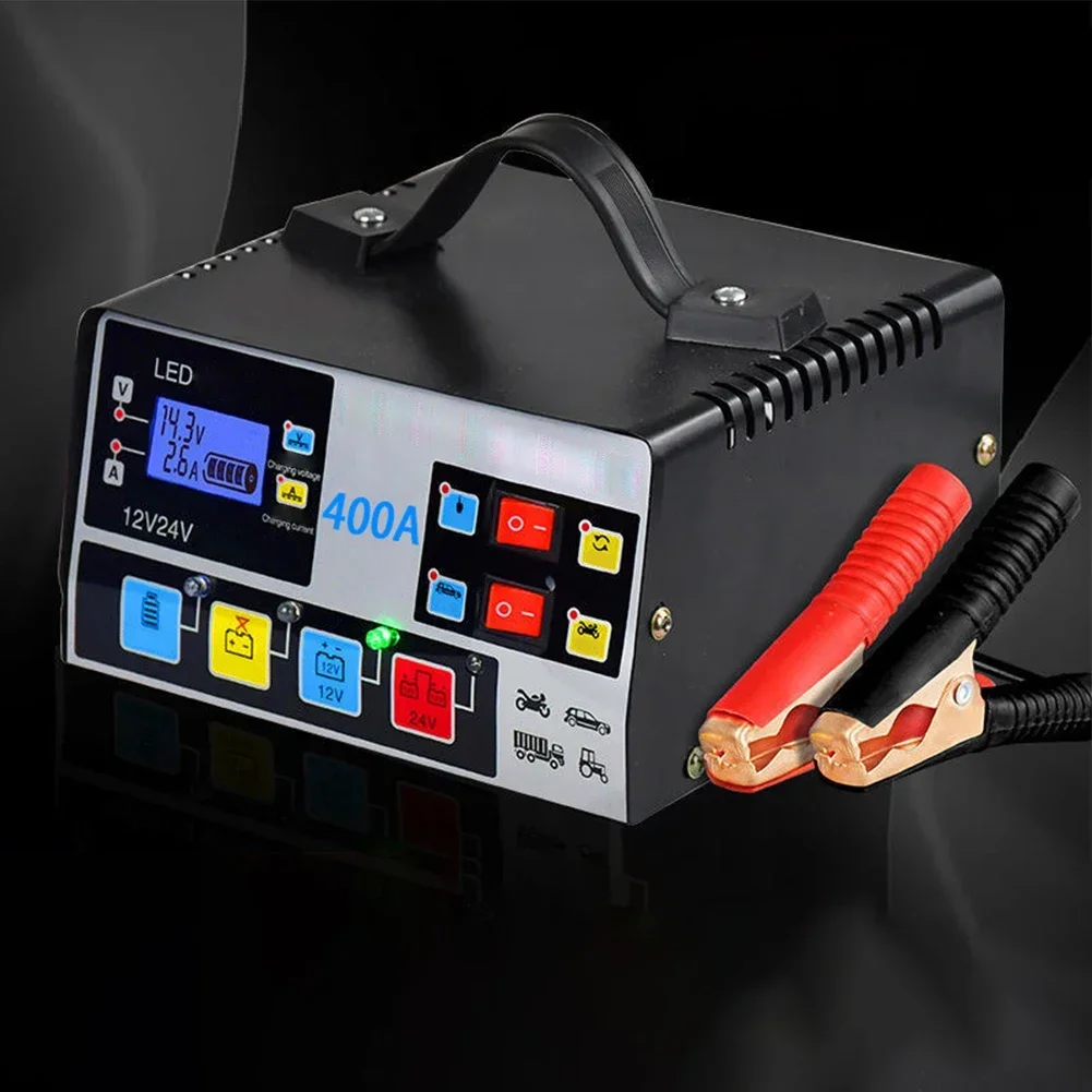 Car Battery Charger Fully Automatic High Frequency Intelligent Pulse Repair LCD Intelligent Digital Display Screen Charging