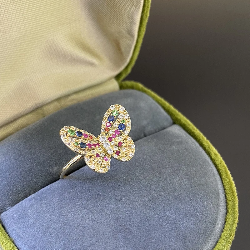 Aazuo Luxury Jewelry 18K Yellow Gold Natrual Sapphires Real Diamonds Jewelry Set Original Butterfly Gift For Women Wedding Party view 2